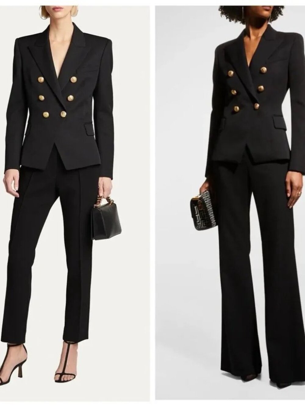 Balmain Blazer Jacket FR 40 Black Wool Peak Lapel Double-Breasted Grain de Poudr - Picture 2 of 4